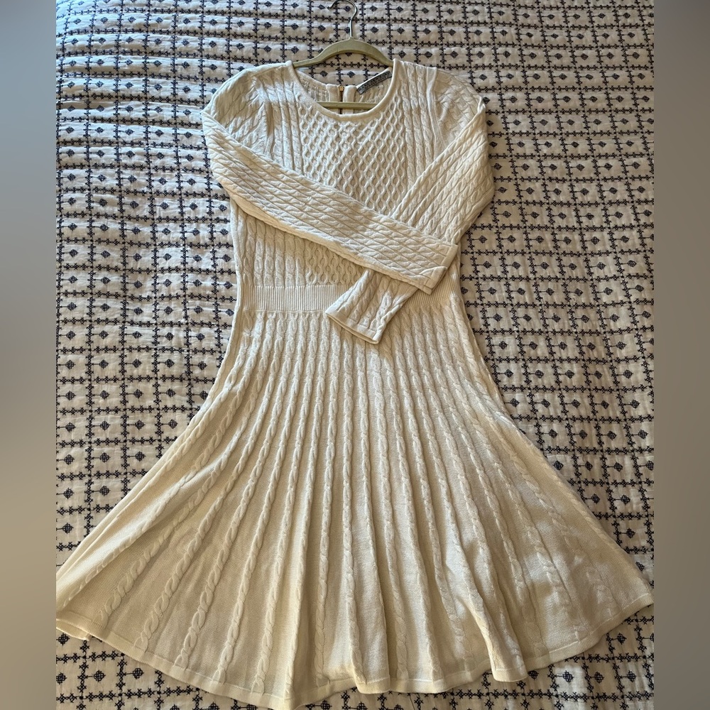 Andrew Marc, Marc New York Cable Knit Sweater Dress M Cream